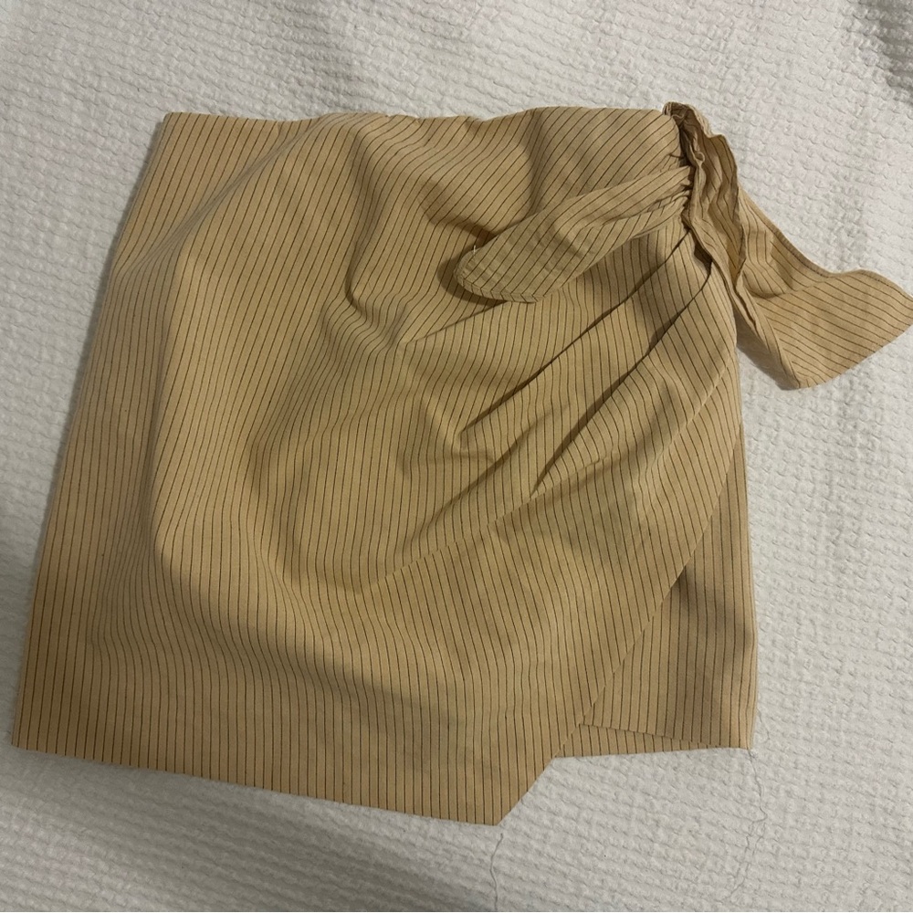 Zara Asymmetrical Tan Pinstripe Skirt